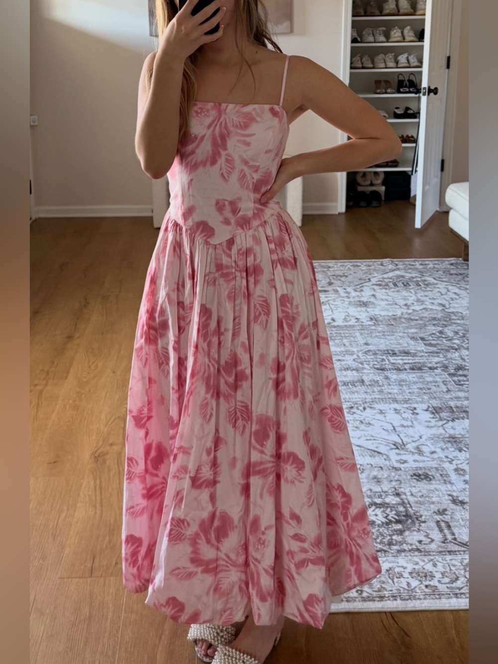 XS Abercrombie Dipped- Waist Bubble Hem Midi Dress - Picture 6 of 6
